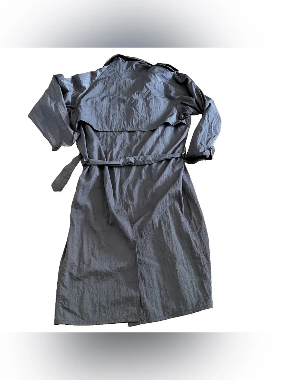 Vintage 80s Banana Republic trench coat large nylon gray belted safari long rain